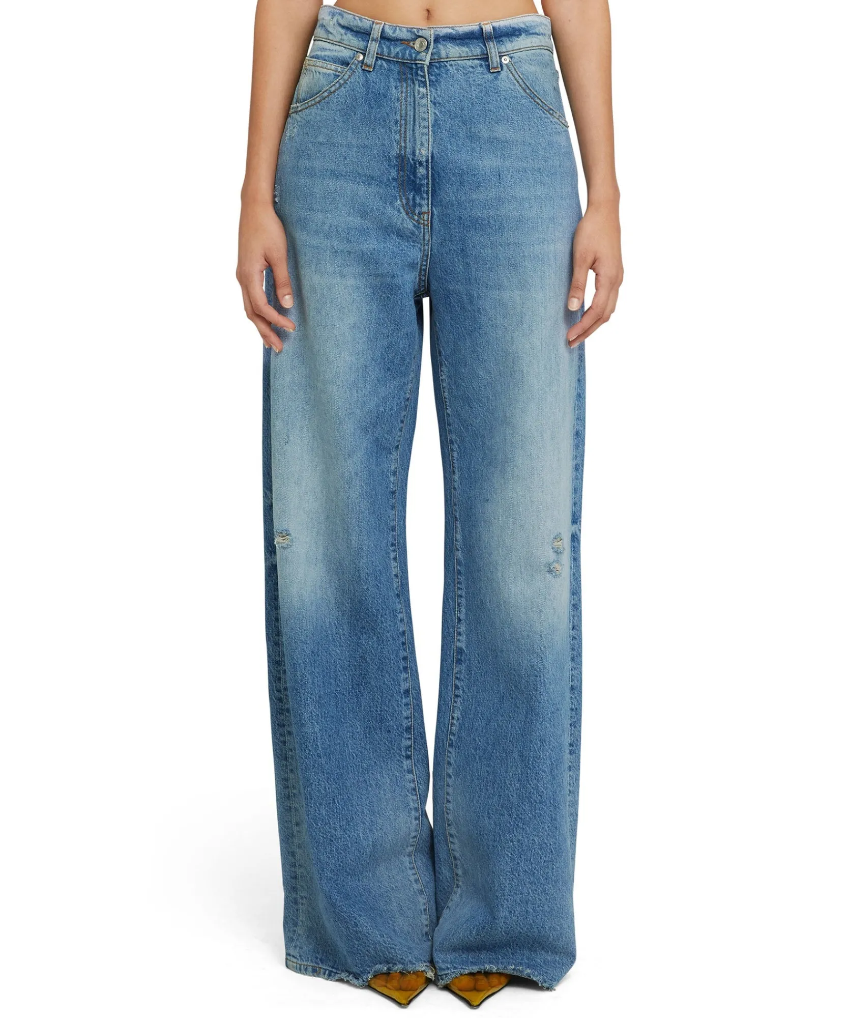 Jeans Flare A Gamba Larga In Tinta Unita^MSGM Sale