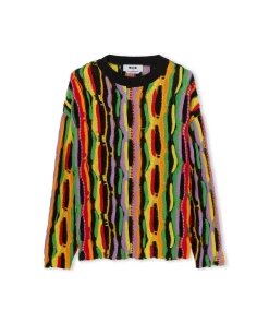 Maglione Girocollo In Maglia Di Cotone Con Rouches Multicolor^MSGM Store