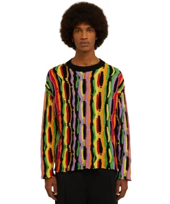 Maglione Girocollo In Maglia Di Cotone Con Rouches Multicolor^MSGM Store