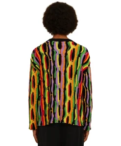 Maglione Girocollo In Maglia Di Cotone Con Rouches Multicolor^MSGM Store