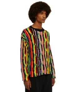 Maglione Girocollo In Maglia Di Cotone Con Rouches Multicolor^MSGM Store