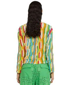 Maglione Girocollo In Maglia Di Cotone Con Rouches Multicolor^MSGM Best Sale