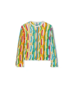 Maglione Girocollo In Maglia Di Cotone Con Rouches Multicolor^MSGM Best Sale