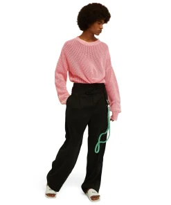 Maglione Girocollo In Maglia Di Cotone Overdyed Con Lavorazione A Rete^MSGM Fashion