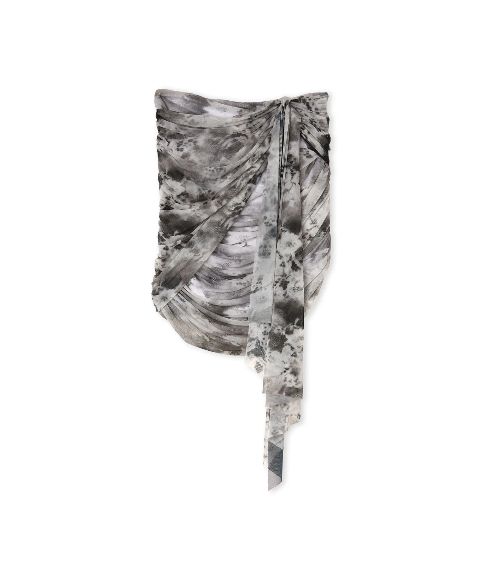 Mini Gonna Drappeggiato In Tulle Stretch Con Stampa "Trompe L'Oeil Lace"^MSGM Fashion