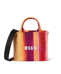 Mini Tote Bag In Cotone "Brushed Stripes" Con Logo ^MSGM Online
