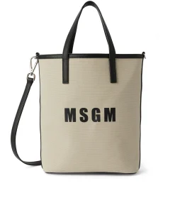 Mini Tote Bag In Cotone Canvas E Dettagli In Pelle^MSGM Discount