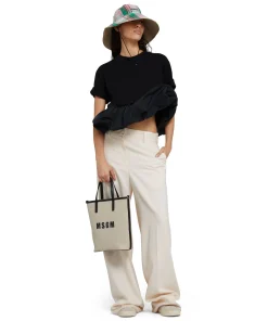Mini Tote Bag In Cotone Canvas E Dettagli In Pelle^MSGM Discount