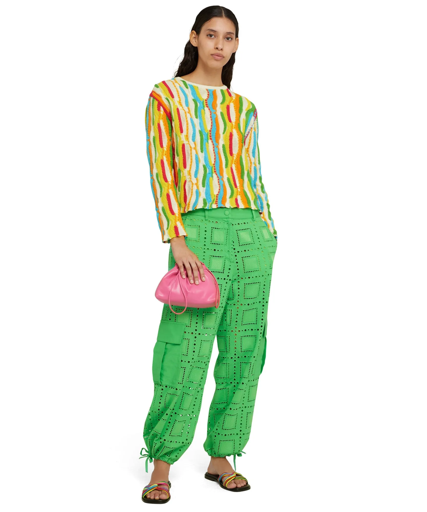 Pantalone Cargo In Cotone Sangallo Tinta Unita^MSGM Best Sale