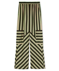Pantalone Fluido A Gamba Dritta In Twill Di Viscosa Con Stampa "Jumbo Stripe"^MSGM Best