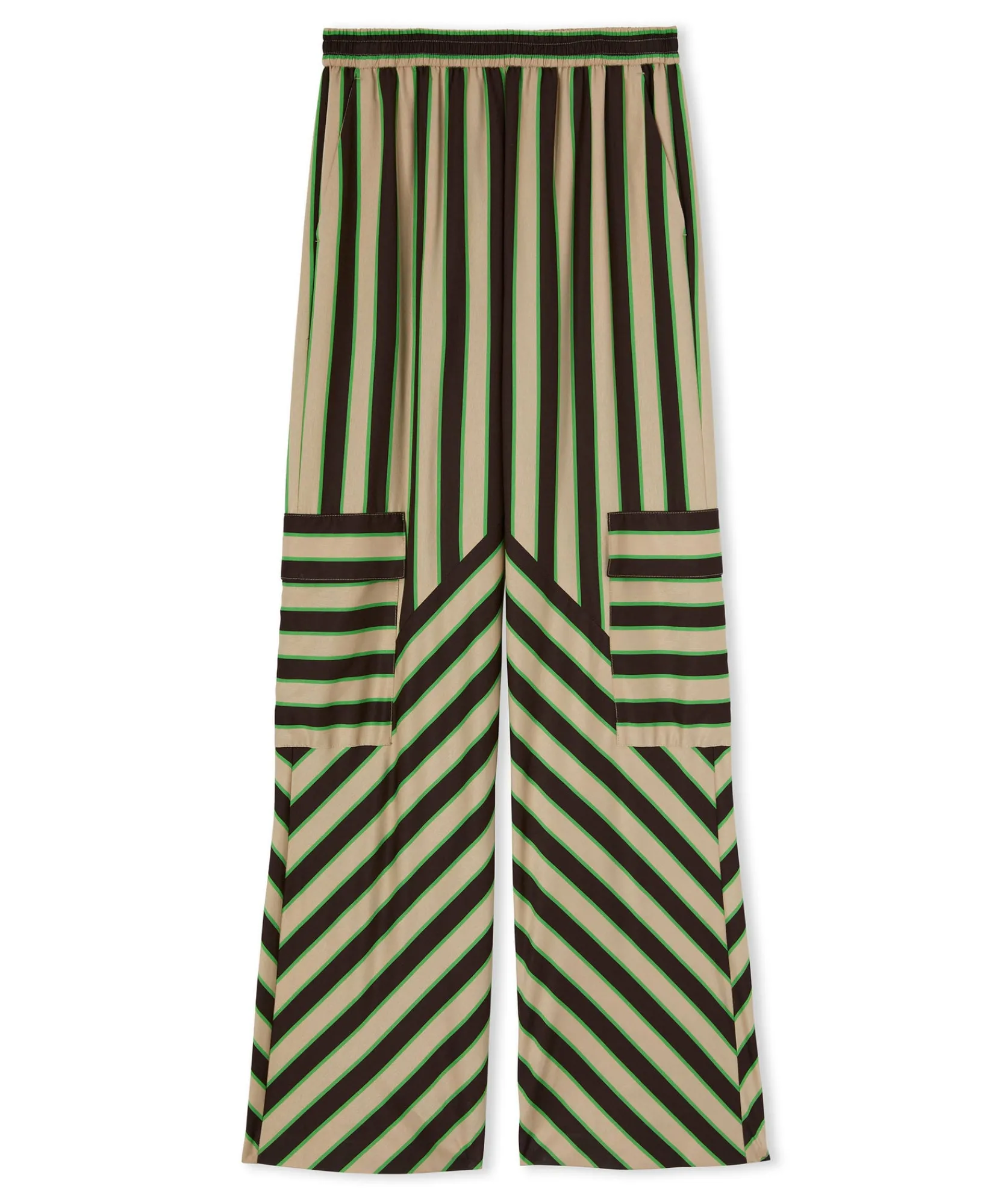 Pantalone Fluido A Gamba Dritta In Twill Di Viscosa Con Stampa "Jumbo Stripe"^MSGM Best