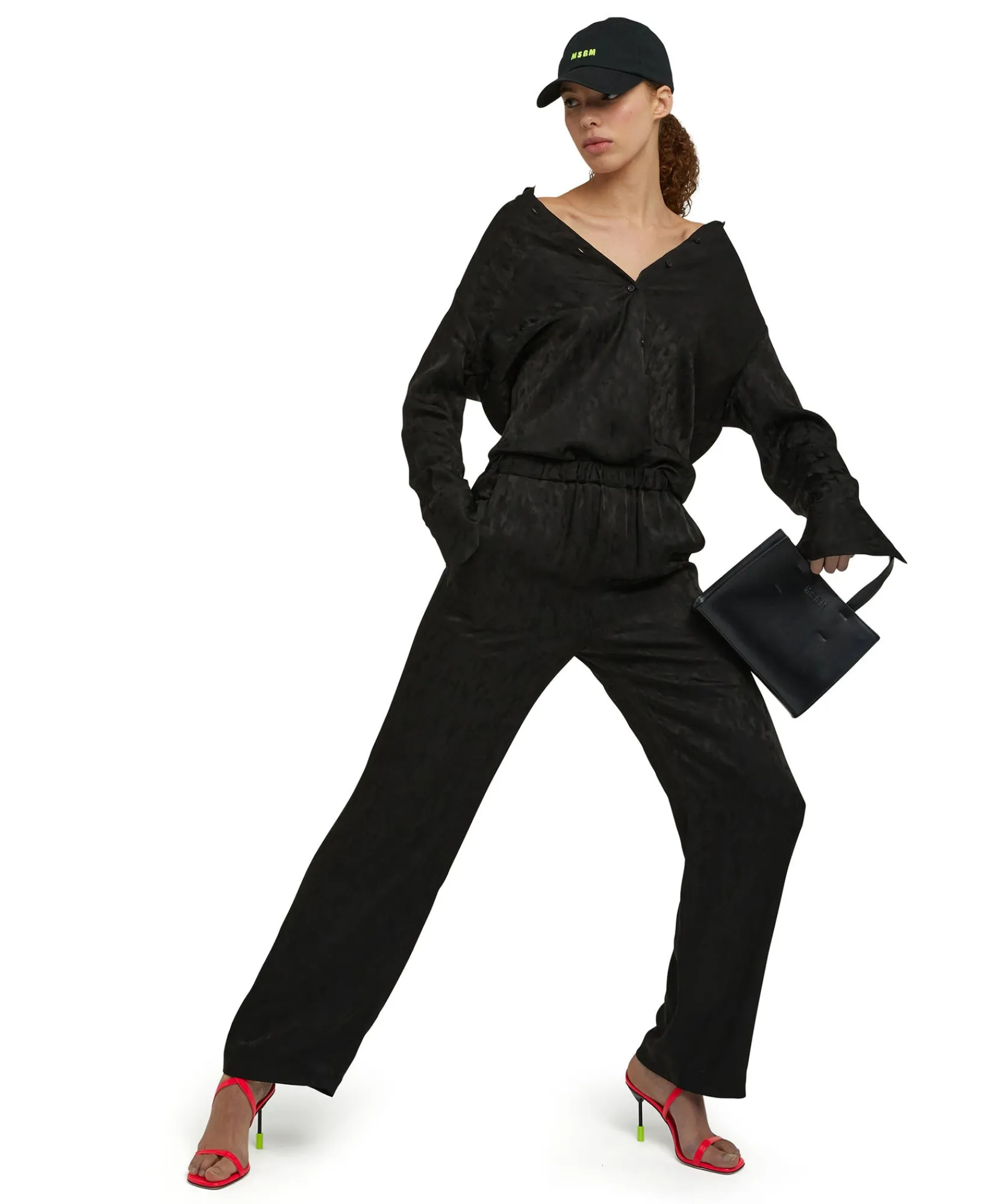Pantalone Fluido A Gamba Dritta In Viscosa Camo Jaquard^MSGM Fashion