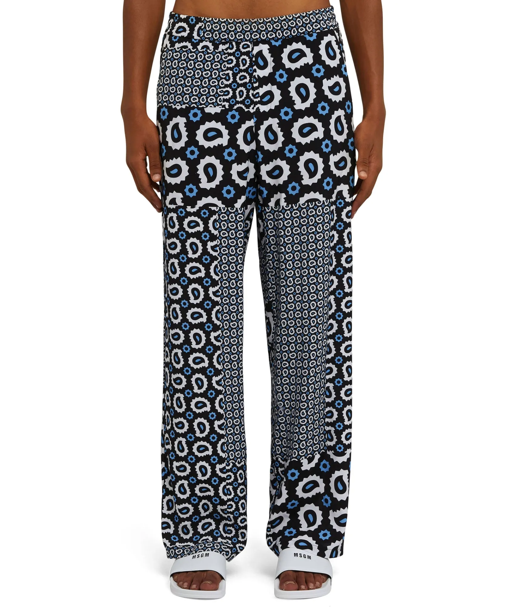 Pantalone Fluido In Viscosa A Gamba Dritta Con Stampa "Patchwork Paisley"^MSGM Flash Sale