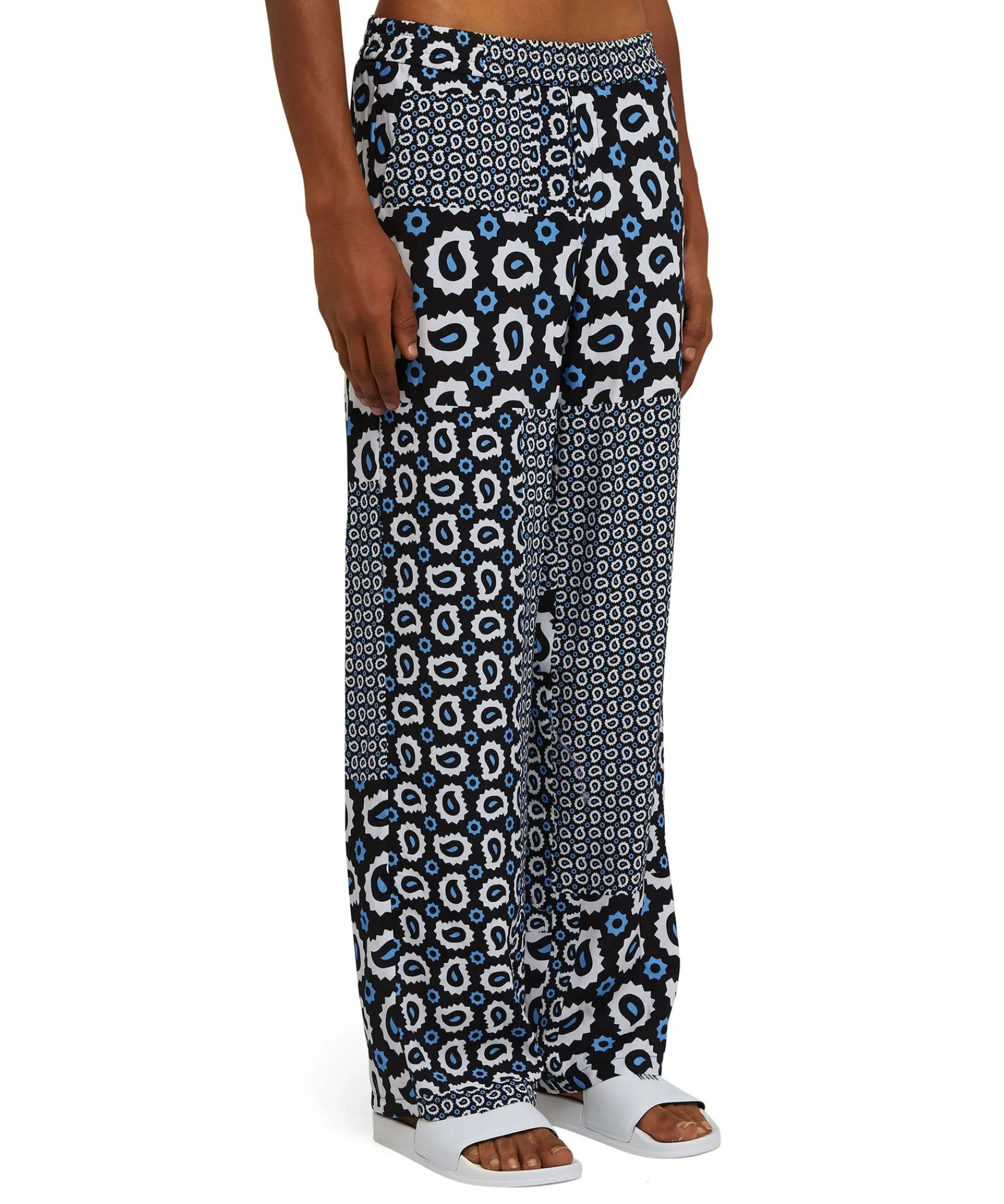 Pantalone Fluido In Viscosa A Gamba Dritta Con Stampa "Patchwork Paisley"^MSGM Flash Sale