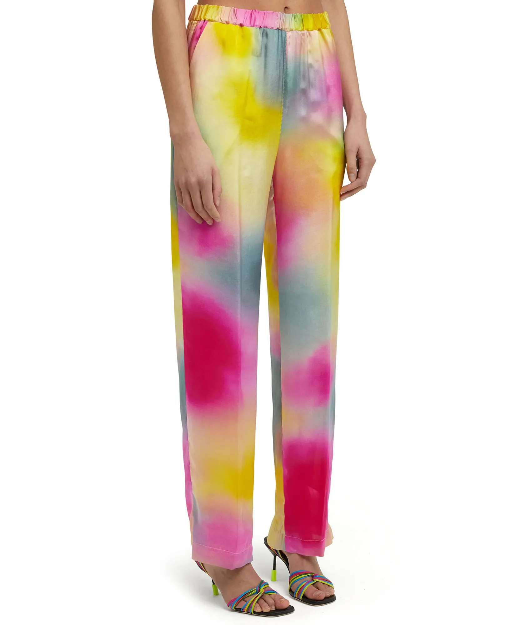 Pantalone Fluido Tie Dye A Gamba Dritta In Viscosa E Twill^MSGM Hot