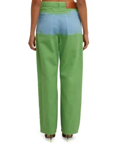 Pantalone In Bull A Gamba Dritta Con Lavorazione