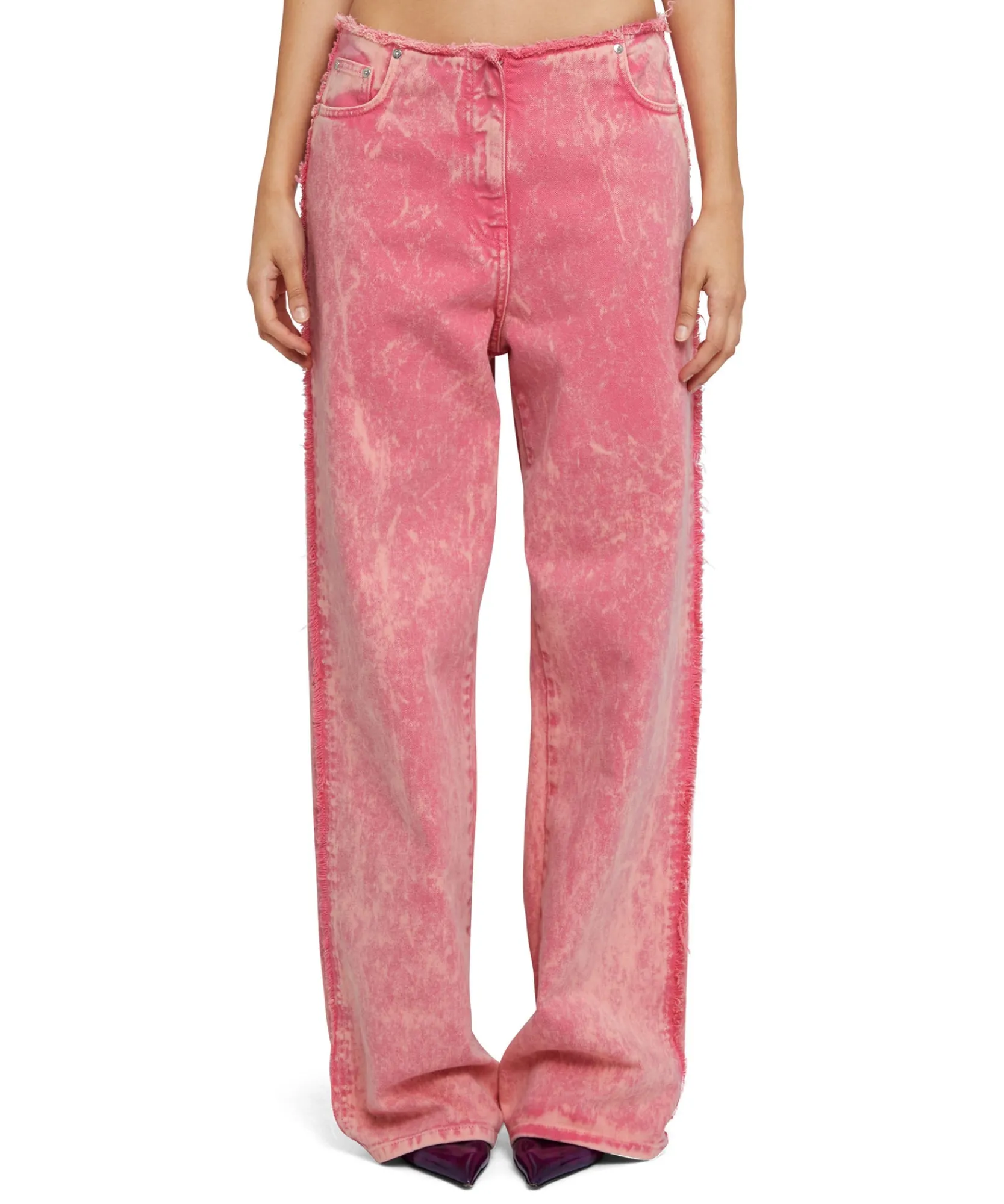 Pantalone In Bull Vita Bassa Con Lavorazione "Marble"^MSGM Discount