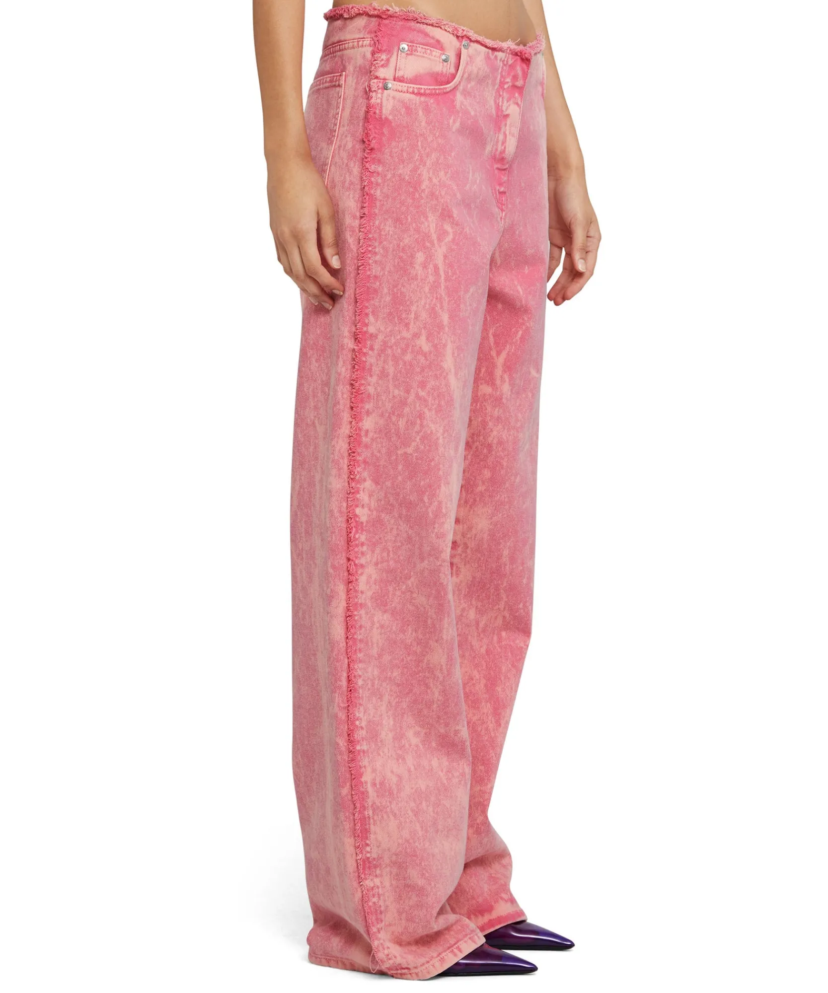 Pantalone In Bull Vita Bassa Con Lavorazione "Marble"^MSGM Discount