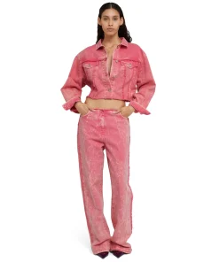Pantalone In Bull Vita Bassa Con Lavorazione