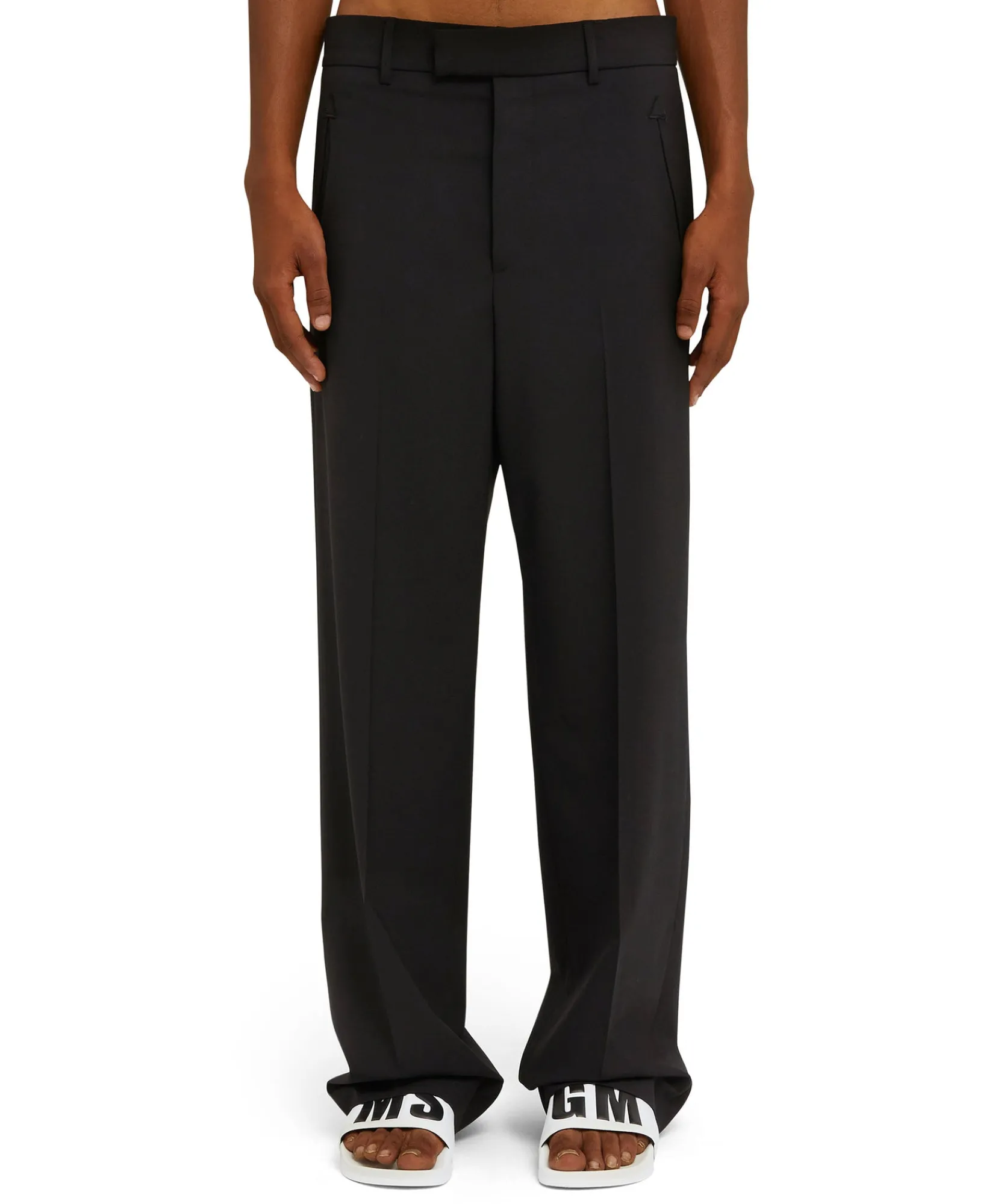Pantaloni Tailoring A Gamba Dritta In Fresco Lana^MSGM Clearance