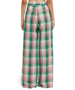 Pantaloni Tailoring A Gamba Dritta In Lino Madras^MSGM Outlet