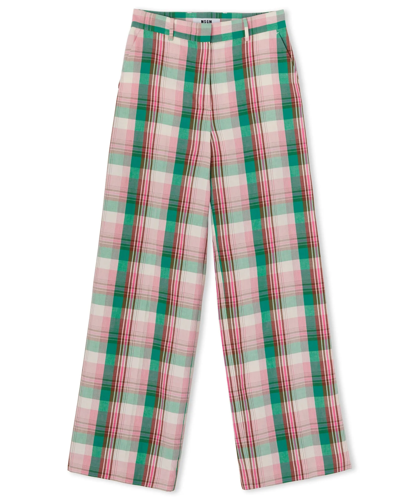 Pantaloni Tailoring A Gamba Dritta In Lino Madras^MSGM Shop