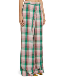 Pantaloni Tailoring A Gamba Dritta In Lino Madras^MSGM Shop