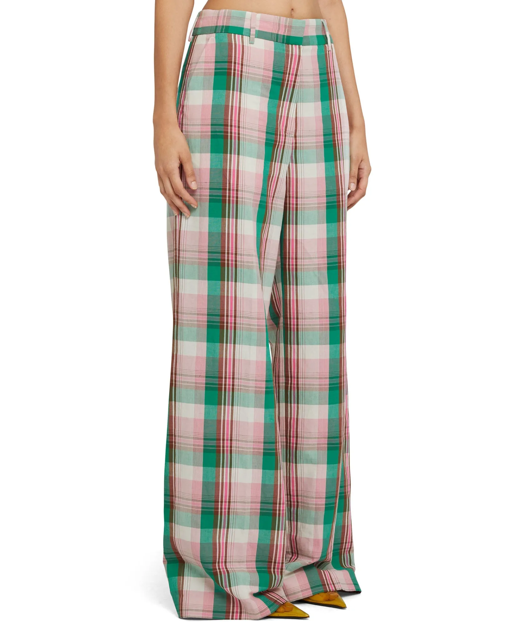 Pantaloni Tailoring A Gamba Dritta In Lino Madras^MSGM Shop