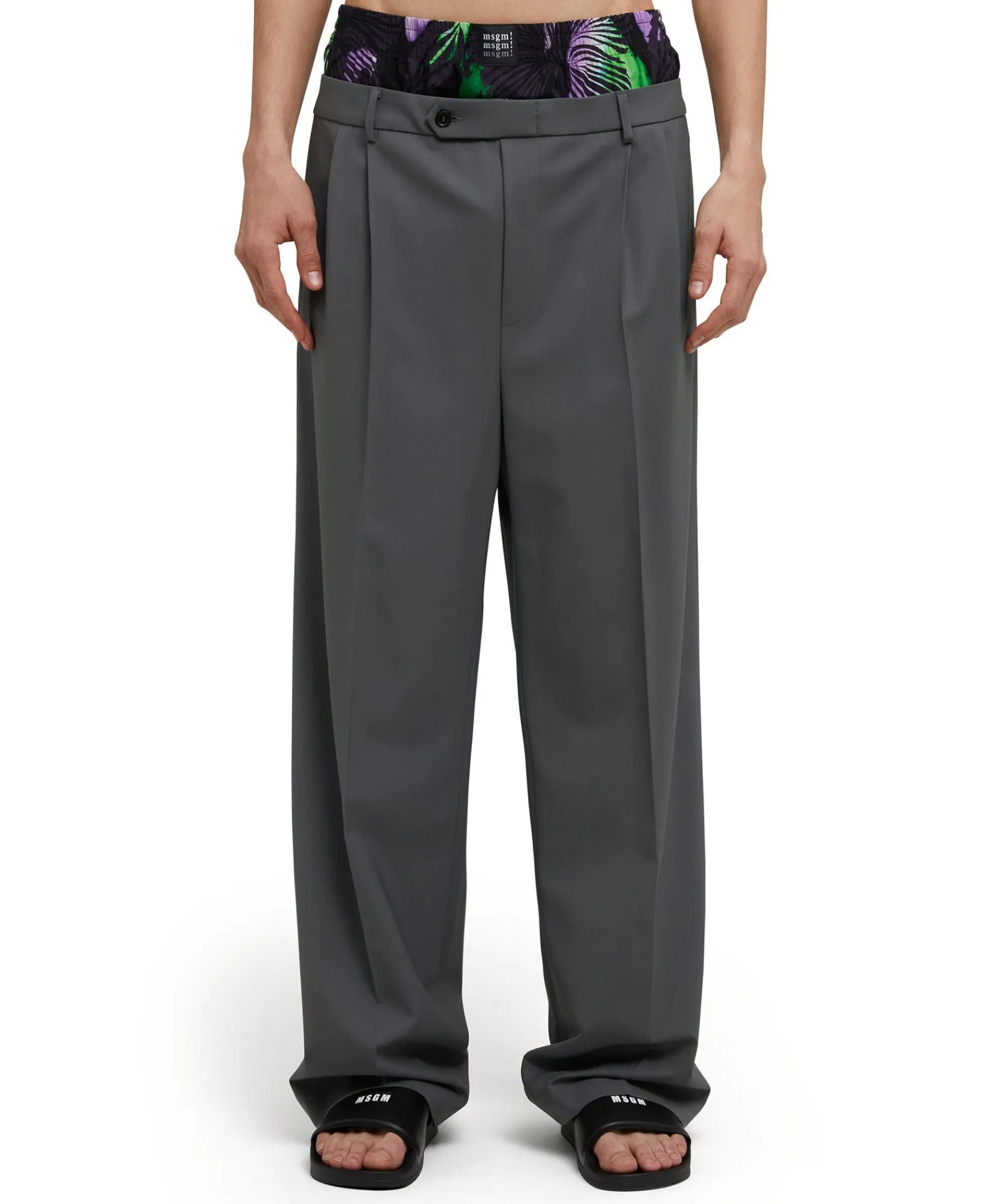 Pantaloni Tailoring Con Boxer "Hibiscus" Incorporato In Fresco Lana^MSGM Discount