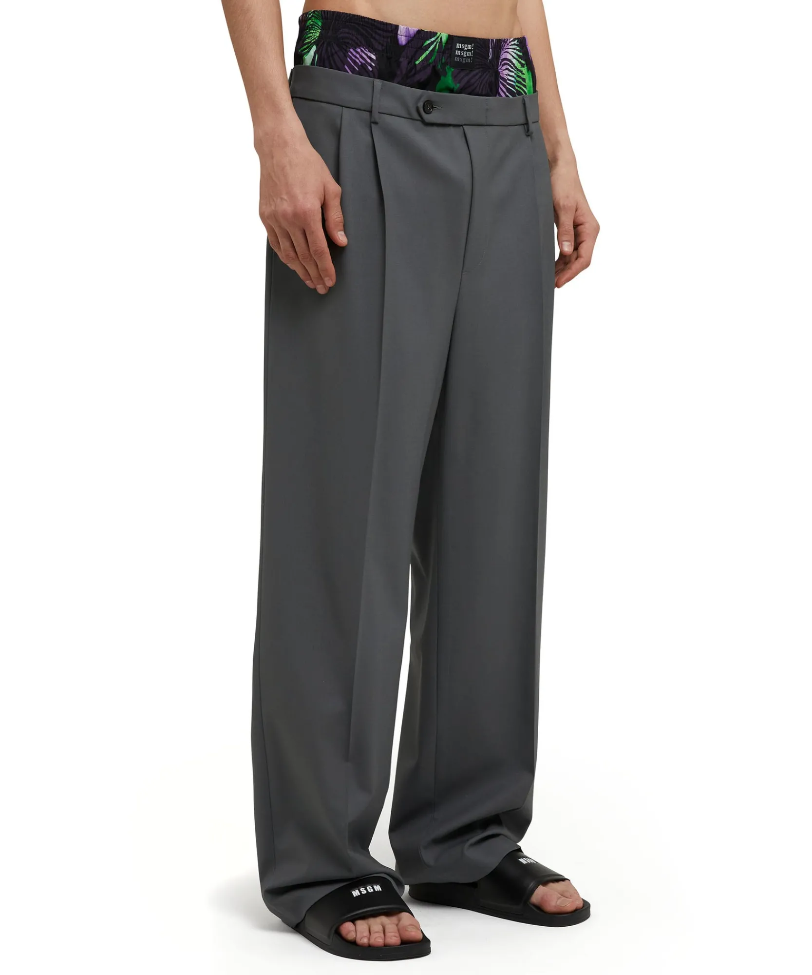 Pantaloni Tailoring Con Boxer "Hibiscus" Incorporato In Fresco Lana^MSGM Discount