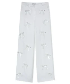 Pantaloni Tailoring Full Length In Viscosa Con Fiocchi Applicati^MSGM Store