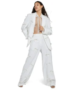 Pantaloni Tailoring Full Length In Viscosa Con Fiocchi Applicati^MSGM Store