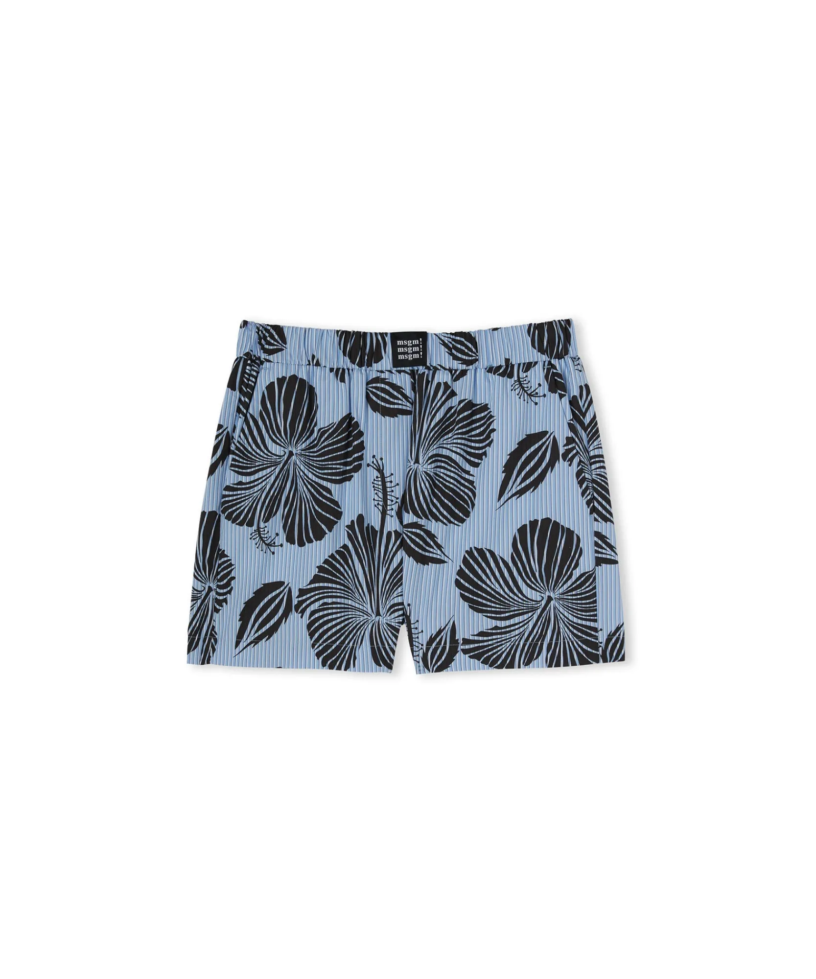 Shorts In Cotone Popeline Sartoriale Con Stampa "Hibiscus"^MSGM Discount