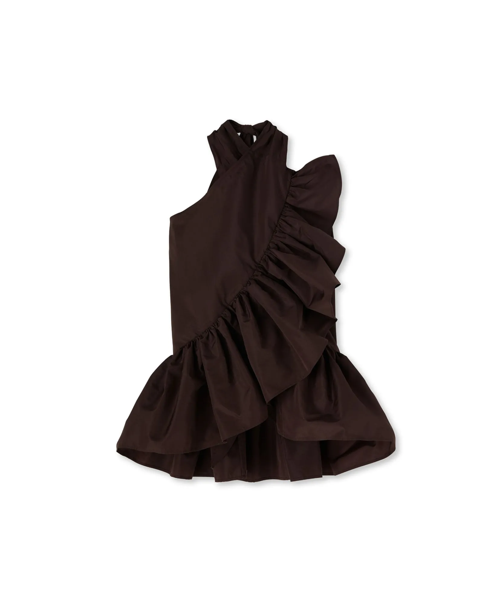 Top Con Collo Halter In Taffeta Con Rouches Applicate^MSGM Fashion