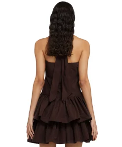 Top Con Collo Halter In Taffeta Con Rouches Applicate^MSGM Discount