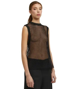 Top Girocollo A Rete In Cotone Tinta Unita^MSGM Flash Sale
