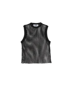 Top Girocollo A Rete In Cotone Tinta Unita^MSGM Flash Sale