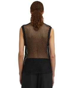 Top Girocollo A Rete In Cotone Tinta Unita^MSGM Flash Sale