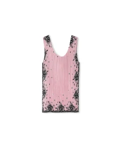 Top In Satin Micro Pleated Con Stampa