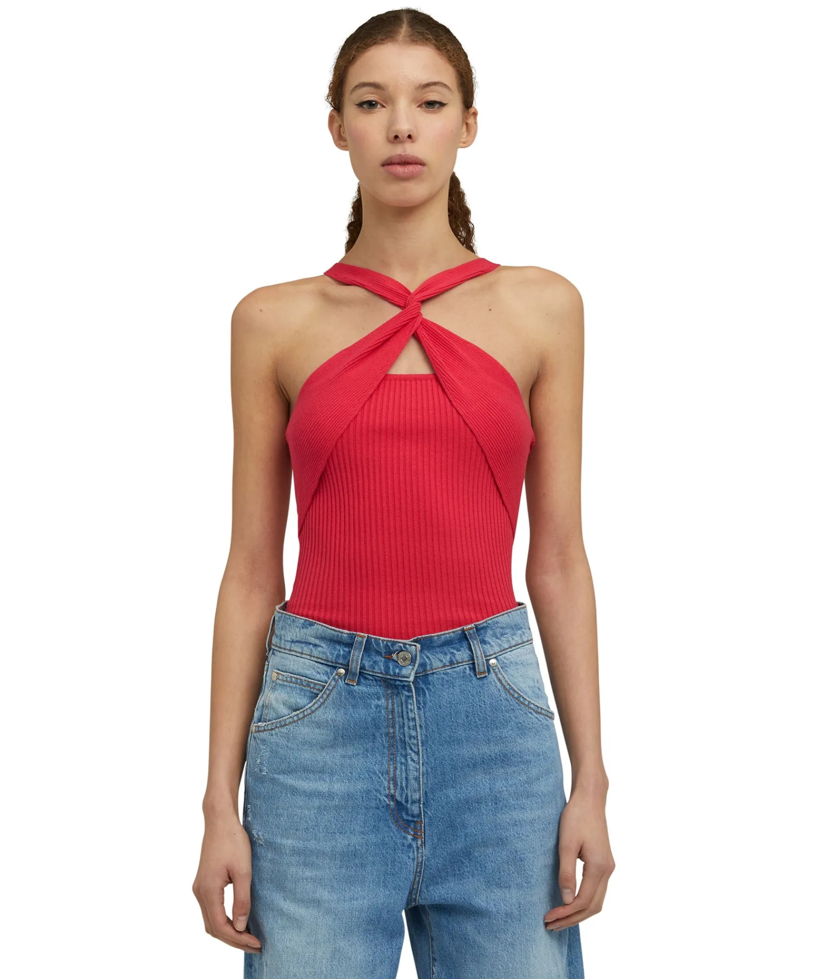 Top Incorciato In Viscosa Elasticizzata A Coste^MSGM Best Sale