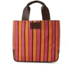 Tote Bag In Cotone A Righe Con Manici In Pelle^MSGM Hot