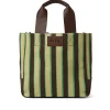 Tote Bag In Cotone A Righe Con Manici In Pelle^MSGM Best Sale
