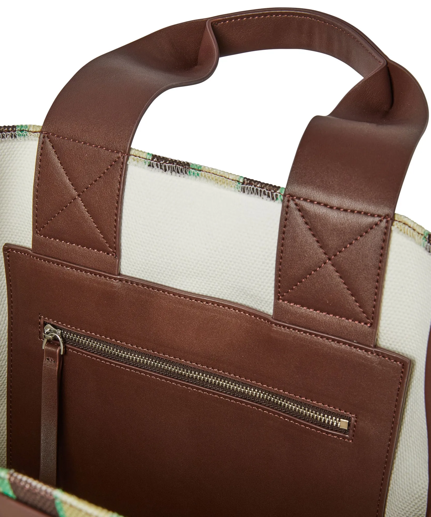 Tote Bag In Cotone A Righe Con Manici In Pelle^MSGM Best Sale