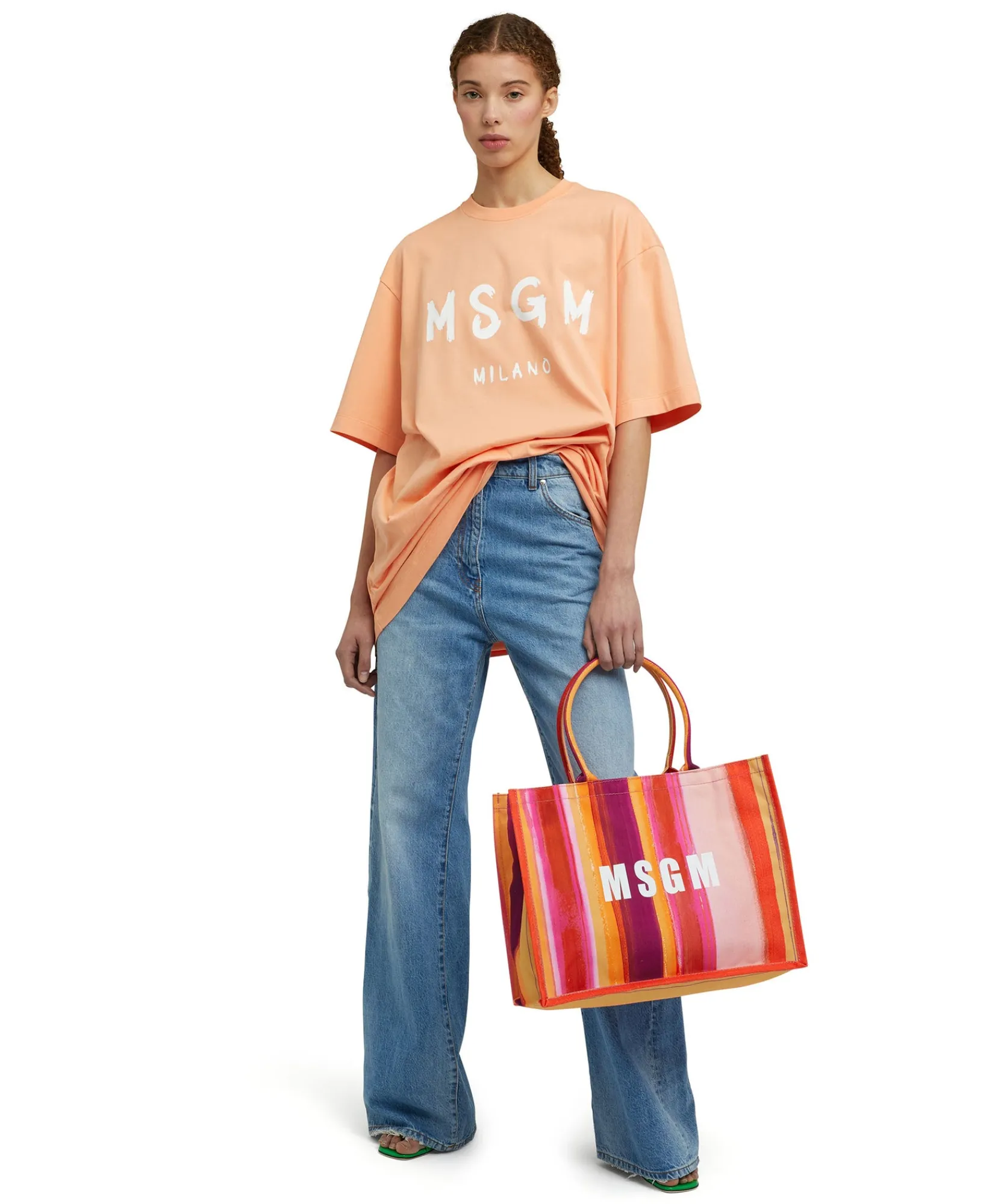 Tote Bag In Cotone "Brushed Stripes" Con Logo ^MSGM Cheap