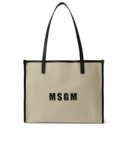 Tote Bag In Cotone Canvas E Dettagli In Pelle^MSGM Store