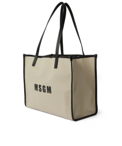 Tote Bag In Cotone Canvas E Dettagli In Pelle^MSGM Store