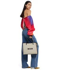 Tote Bag In Cotone Canvas E Dettagli In Pelle^MSGM Store