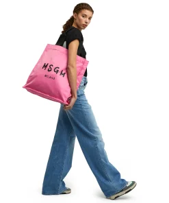Tote In Nylon Signature Con Logo Pennellato^MSGM Shop