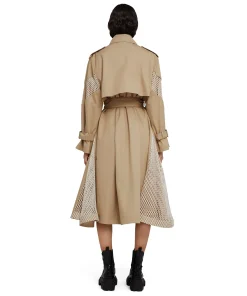 Trench Doppio Petto In Gabardina Con Dettagli In Rete^MSGM Best