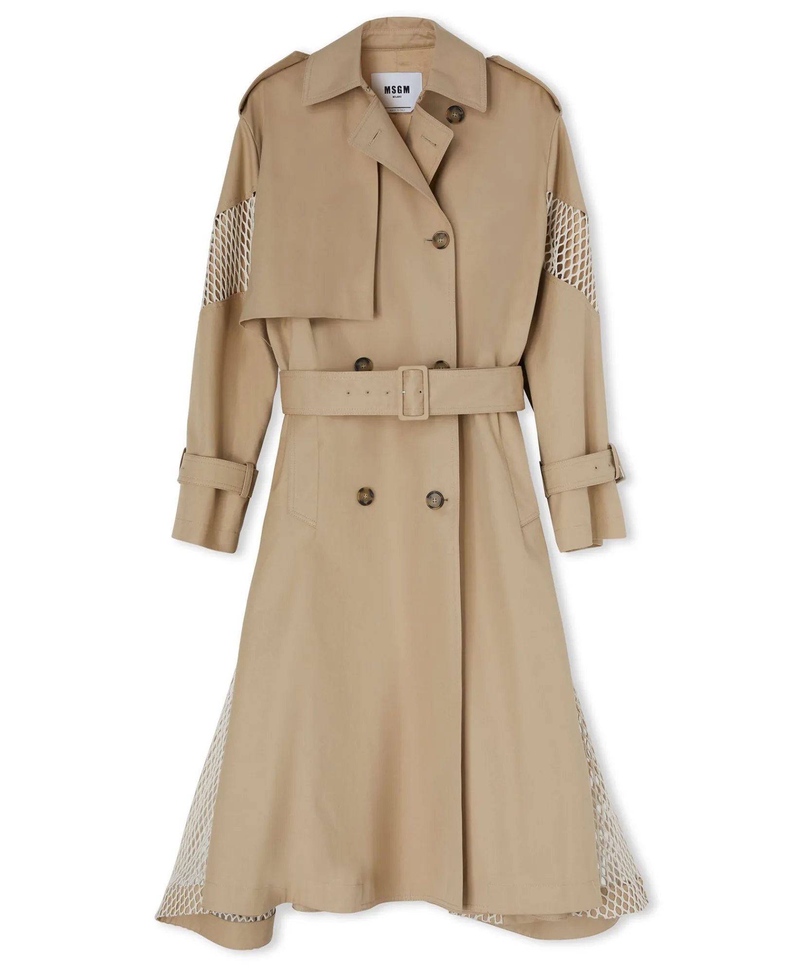 Trench Doppio Petto In Gabardina Con Dettagli In Rete^MSGM Best